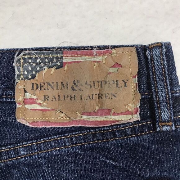 RALPH LAUREN Denim Supply Jean Men 33x34 Straight Dark Whisker Wash USA Fabric - Picture 8 of 14